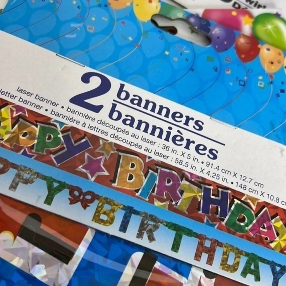 Swirl Birthday Decorations, Birthday Banners